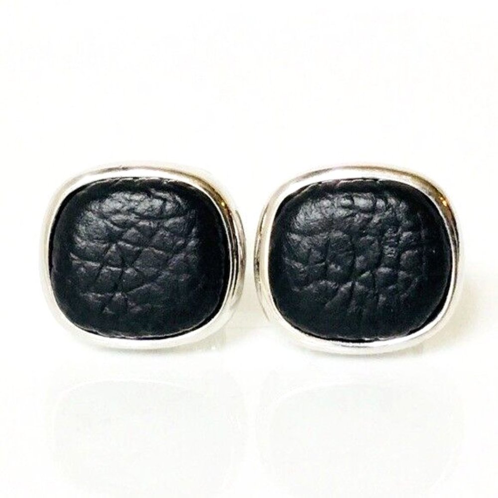 David Yurman Black Leather Cushion Cufflinks - Picture 6 of 6